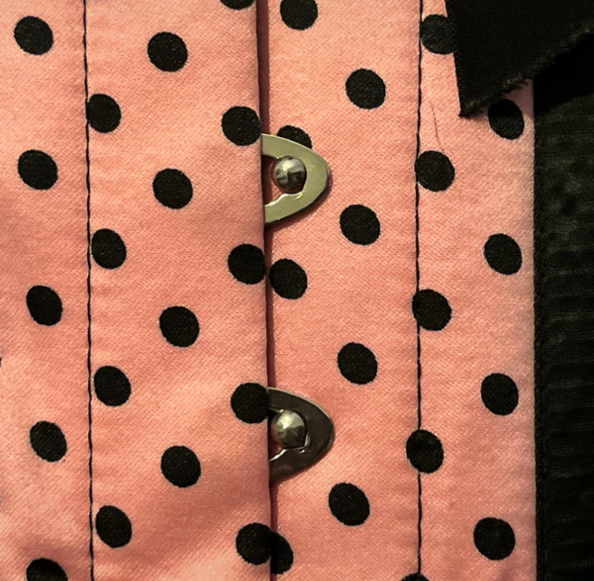 BLACK AND PINK POLKA DOT BONED CORSET