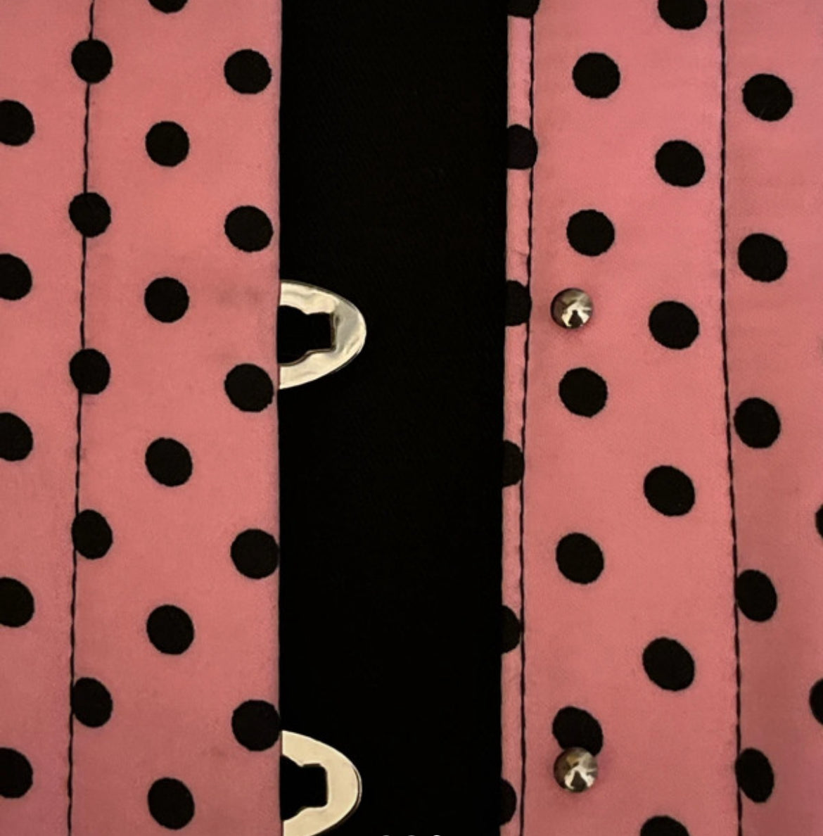 BLACK AND PINK POLKA DOT BONED CORSET